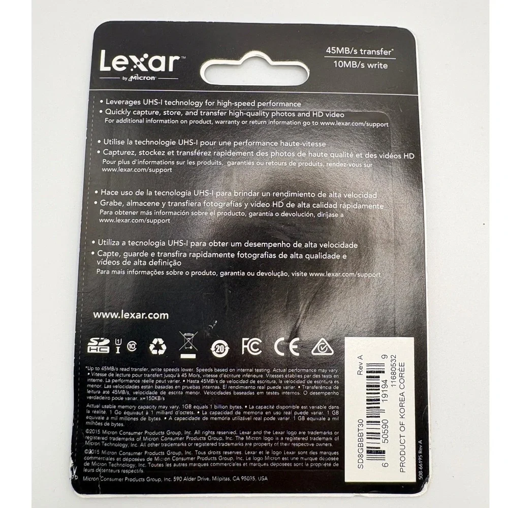 Lexar Platinum II 8GB SDHC Memory Card Canon Nikon Sony Samsung NEW SEALED